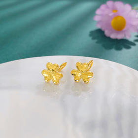【限时克减150元】足金999.9 【精品】空心小幸运鱼鳞心形三叶草耳饰耳钉(UWES00044)预售产品下单后不退款不退货不换货不补差价