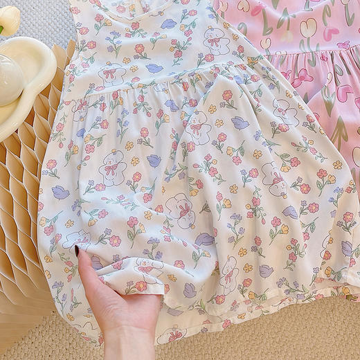 【39.9/2条】儿童绵绸裙碎花薄款连衣裙90-160宝宝女宝夏季新款甜美风女童洋气聚 商品图1