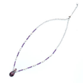 MELI&MOLI【火】紫莹小号火焰形吊坠W月光紫霞珠串项链【D类】