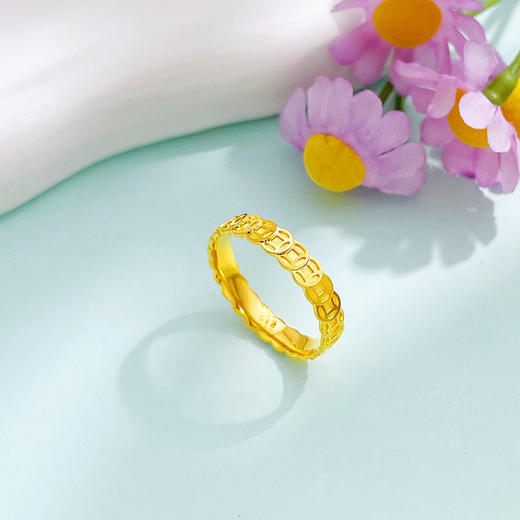 【限时克减150元】足金999 #招财进宝 【精品】黄金实心高光招财铜钱造型金币时尚固口戒指(AUQJZ00113)（预售产品下单后不退款不退货不换货不补差价 商品图1
