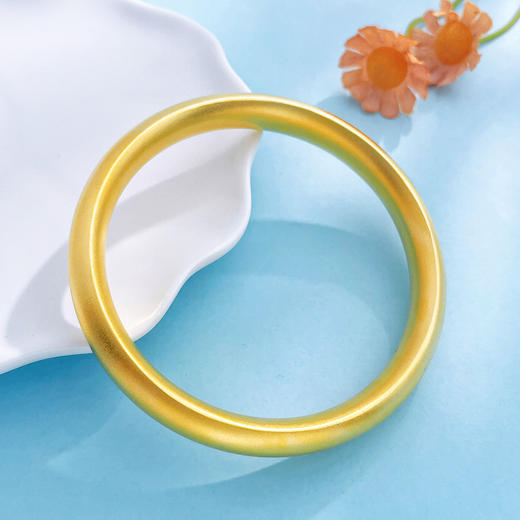 【限时克减150元】足金999.9 #超轻 古法空心固口手镯光圈扁形素圈手镯（面宽约9.5-9.9mm)(AIGFSZ00873-5)预售产品下单后不退款不退货不换货不补差价） 商品图2
