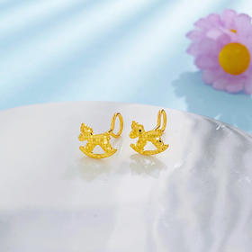 【限时克减150元】足金999 #卡通 #CNC 5G黄金实心童趣鱼鳞木马马上有钱黄金摇摇马耳饰耳钉(AG5GES00285)（预售产品下单后不退款不退货不换货不补差价）