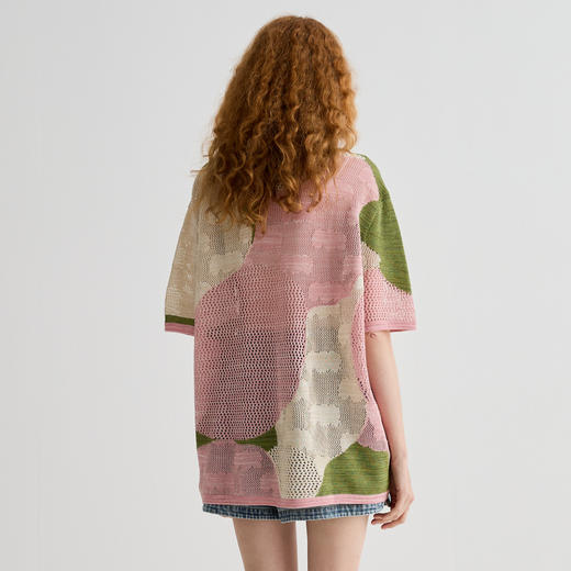 谜底针织衫短袖女2025夏季新品复古文艺大廓形H型长毛衣252MZ0876 商品图2