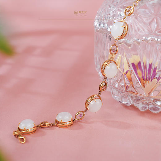 新疆国玉盟世玉【星芒玉润】羊脂白玉金镶手链【带证书·顺丰物流】 商品图4