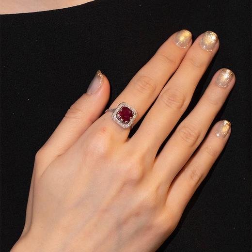 独角鹿西洋古董 1920-1930年代法国出品装饰艺术风格铂金镶嵌缅甸无烧红宝石及钻石戒指 商品图1