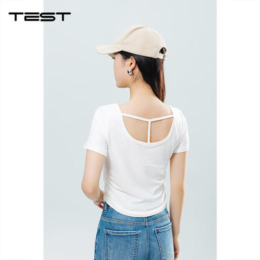 夏上新时尚字母印花镂空背设计感T恤1252047 商品图5