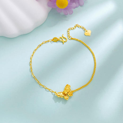 【限时克减150元】足金999 #碎碎冰 5G黄金调节AB链蹦迪珠碎碎冰立体蝴蝶手链(BE5GSL00007)（预售产品下单后不退款不退货不换货不补差价） 商品图0