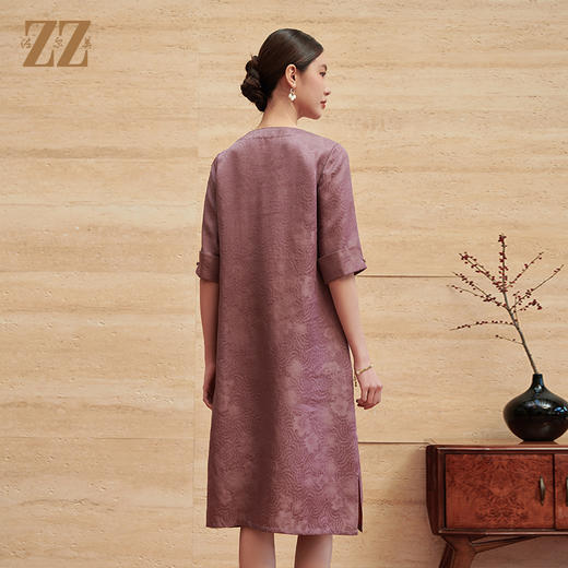 佐尔美夏季新款新中式国风时尚气质桑蚕丝连衣裙女M42LS56 商品图4