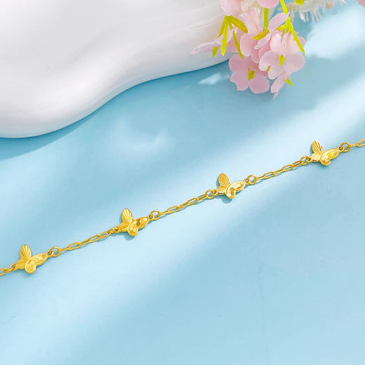 【限时克减150元】足金999.9 #九紫离火 万足实心双面五蝴蝶时尚可调节手链(AWWSL00220)（预售产品下单后不退款不退货不换货不补差价） 商品图2