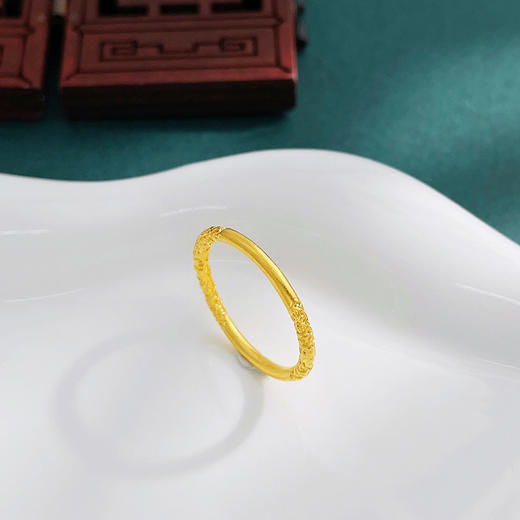 【限时克减150元】足金999 空心固口戒指卷草纹圈戒戒指(UQGFJZ00091)（预售产品下单后不退款不退货不换货不补差价 商品图3