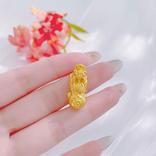 【限时7.5折】【定价黄金】足金 #招财纳福 3D硬金空心吉祥如意福字铜钱图案貔貅配件手串配件（面宽约23.5*10.2mm)(AU3DSC00032-3)（预售产品下单后不退款不退货不换货不补差价） 商品图3