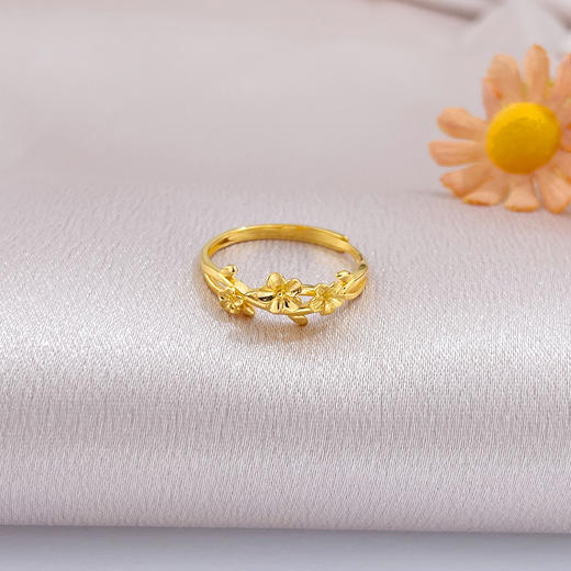【限时克减150元】足金999 #清新 5G黄金活口迎春花戒指小清新花卉女戒(AG5GJZ00223)预售产品下单后不退款不退货不换货不补差价 商品图1