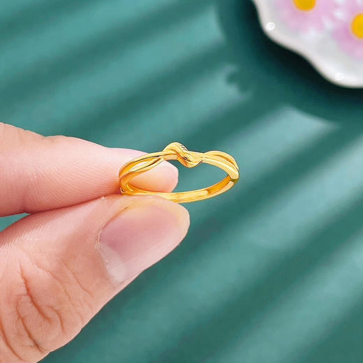 【限时克减128元】足金999.9 【精品】黄金活口戒指爱无尽扭结女戒(JZ01007)预售产品下单后不退款不退货不换货不补差价 商品图2