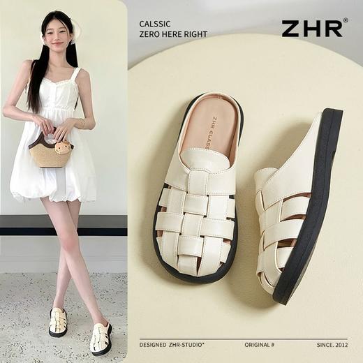 ZHR则则平底镂空凉鞋多巴胺罗马编织拖鞋205新款轻便旅游户外半拖 商品图0