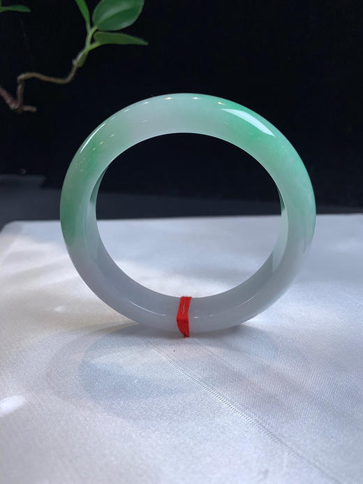 612702，55绿底正圈手镯，一半带绿底，颜色过渡非常自然，干净清新 商品图4