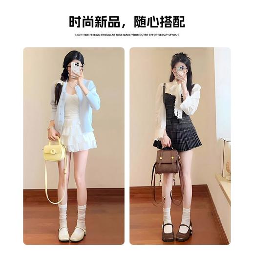 ZHR复古增高单鞋2025新款白色一字法式气质浅口玛丽方头珍鞋皮鞋 商品图3