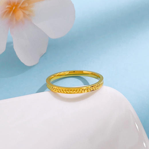 【限时克减150元】足金999 5G黄金空心固口戒指仿钻圈戒固口圈戒（面宽约1.8-2.2mm)(AG5GJZ00258)（预售产品下单后不退款不退货不换货不补差价） 商品图2