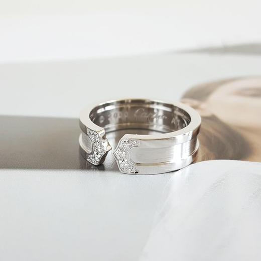 【定制款】AU750白金简约时尚群镶定制款54号开口钻石戒指女士现售价：6180！080425TJ31 商品图4