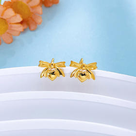 【限时克减150元】足金999.9 #怦然心动 【精品】镂空爱心蝴蝶结耳饰耳钉(AWWES00274)（预售产品下单后不退款不退货不换货不补差价（预售产品下单后不退款不退货不换货不补差价