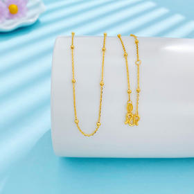 【限时克减150元】足金999 5G黄金满天星锁骨项链光珠间款O字调节项链（面宽约1.8-2.2mm）(AG5GXL00041)预售产品下单后不退款不退货不换货不补差价