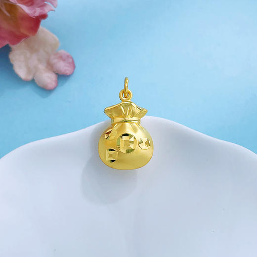 【限时克减150元】足金999.9 #招财纳福 空心福字铜钱图案福袋吊坠(AUWDZ00105)(预售产品下单后不退款不退货不换货不补差价 商品图1
