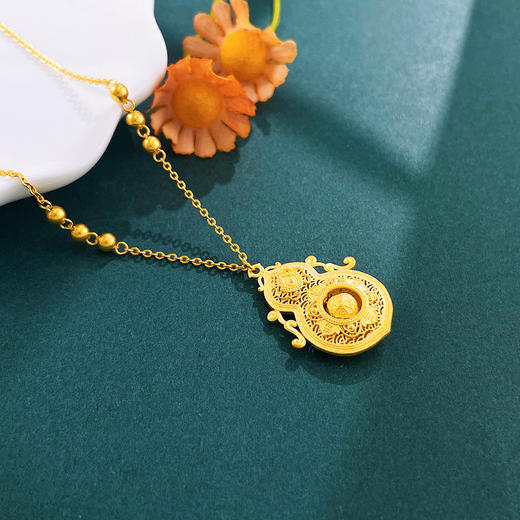 【限时克减150元】足金999.9 #葫芦 #时来运转 【精品】镂空花丝三元报喜人生四美国潮古风福禄葫芦吊坠（珠可转）(AWWTL00200)（预售产品下单后不退款不退货不换货不补差价 商品图1