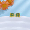 【限时克减150元】足金999 #低温珐琅 【精品】5G黄金实心春绿玑镂珐琅繁花花窗如意纹幸运草耳饰耳钉（配胶塞）(AU5GES00004)（预售产品下单后不退款不退货不换货不补差价 商品缩略图1