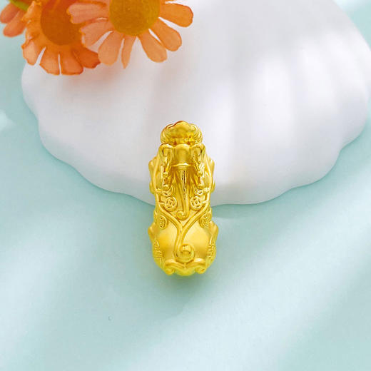 【限时克减150元】足金 3D硬金空心财源广进铜钱图案貔貅手串配件Diy手串配件(面宽约27.8*13.3mm)(AU3DSC00035-2)（预售产品下单后不退款不退货不换货不补差价） 商品图1