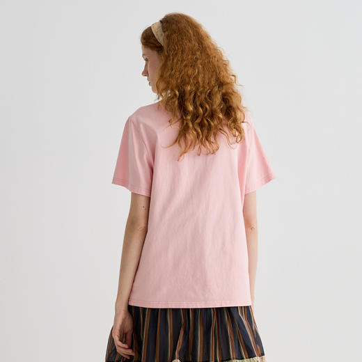 谜底T恤短袖女2025夏季新品休闲日常粉绣花宽松H型上衣252MT0587 商品图2