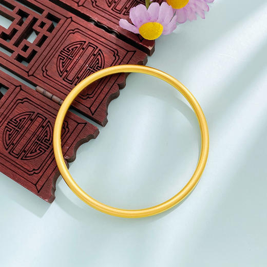 【限时克减150元】足金999 古法实心圆管固口手镯（面宽约2.9-3.3mm)(AUQGFSZ00022-2)（预售产品下单后不退款不退货不换货不补差价） 商品图2