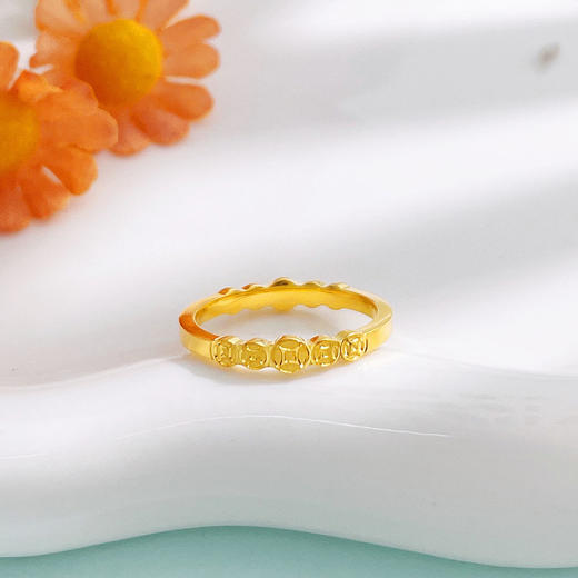 【限时克减150元】足金999.9 #招财进宝 实心镜面金招财铜钱图案固口女戒(AIJZ00151)（预售产品下单后不退款不退货不换货不补差价（预售产品下单后不退款不退货不换货不补差价 商品图2