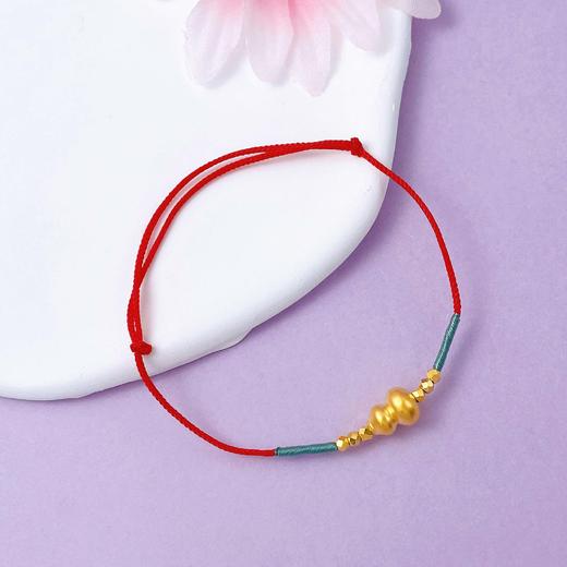 【限时7.5折】【定价黄金】足金 #微硬金 #葫芦 无氰5D硬金古风福禄双至招财葫芦间蹦迪珠编织绳双向调节手链转运红绳成品手串（成人佩戴）(AA5DSC00068) 商品图1