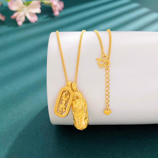 【限时克减150元】足金999 #叠戴 古法镂空调节招财貔貅金刚杵(可转动）时尚叠戴套链(YGFTL00083)预售产品下单后不退款不退货不换货不补差价预售产品下单后不退款不退货不换货不补差价 商品图0