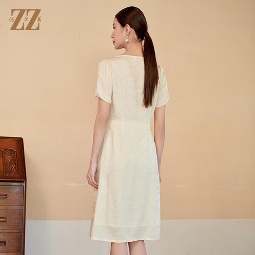 佐尔美夏季新款新中式国风气质100%桑蚕丝连衣裙女M42LS43 商品图4