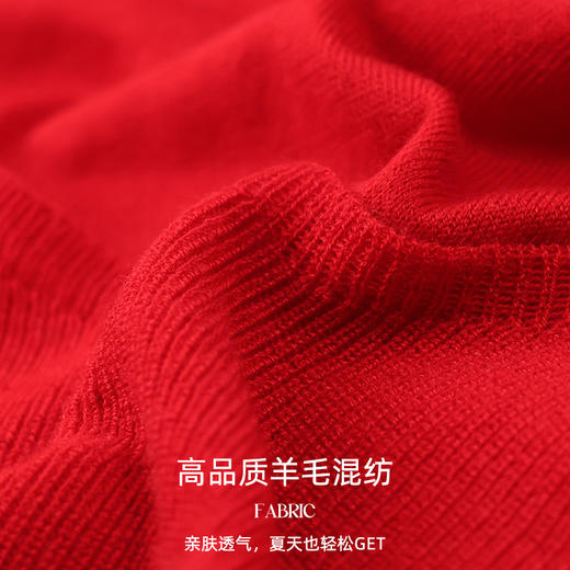 VICTORIA&VERA春季“90's港星同款”朱砂红假两件羊毛针织衫吊带外穿短袖复古慵懒夏装 商品图4