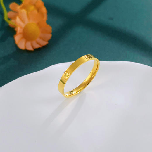 【限时克减150元】足金999.9 【精品】实心镜面金米字车花固口戒指圈戒(AIJZ00146-1)（预售产品下单后不退款不退货不换货不补差价（预售产品下单后不退款不退货不换货不补差价 商品图2