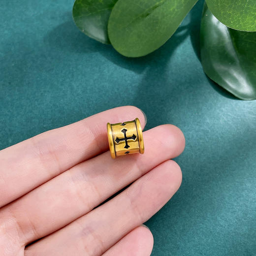 【限时7.5折】【定价黄金】足金 #电黑金 3D硬金电黑金手串配件十字信念图纹路路通Diy手串配件(V3DSC00407)预售产品下单后不退款不退货不换货不补差价 商品图2