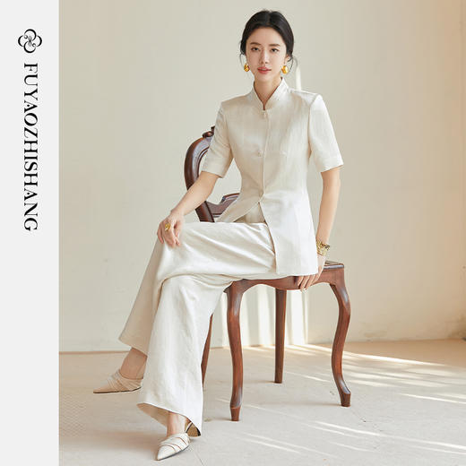 FUYAO扶摇「生存美学」西装套装女2025夏季三醋酸缎面垂感高级感 商品图4