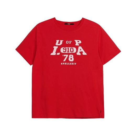 SPELLEDIT2025夏季新品学院风T恤复古印花设计感百搭短袖上衣女 商品图3