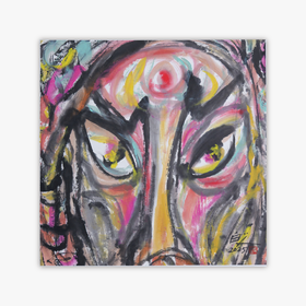 许固令《脸谱之十六》国画原作53CM*53CM 手绘宣纸脸谱系列斗方作品【GH0495】