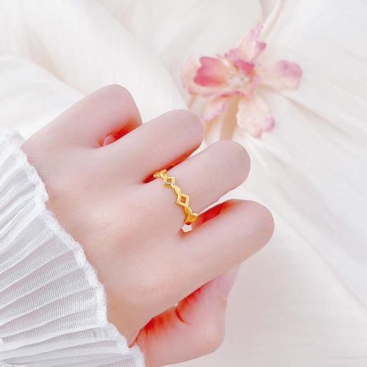 【限时克减150元】足金999.99 【精品】五9黄金镂空菱形几何戒指活口女戒(BFWJJZ00074)预售产品下单后不退款不退货不换货不补差价 商品图0