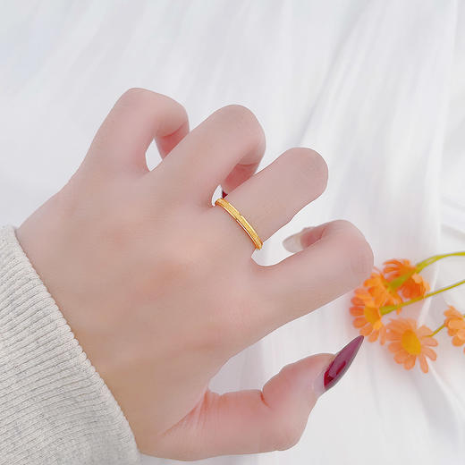 【限时克减150元】足金999 5G黄金空心砂面工艺三生三世固口戒指(AG5GJZ00293)（预售产品下单后不退款不退货不换货不补差价 商品图0