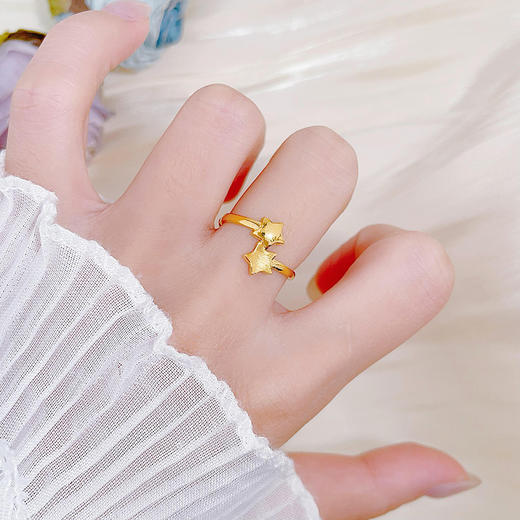 【限时克减150元】足金999 #为你摘星 实心活口戒指许愿小星星错口圈戒(AUQJZ00034)预售产品下单后不退款不退货不换货不补差价 商品图0
