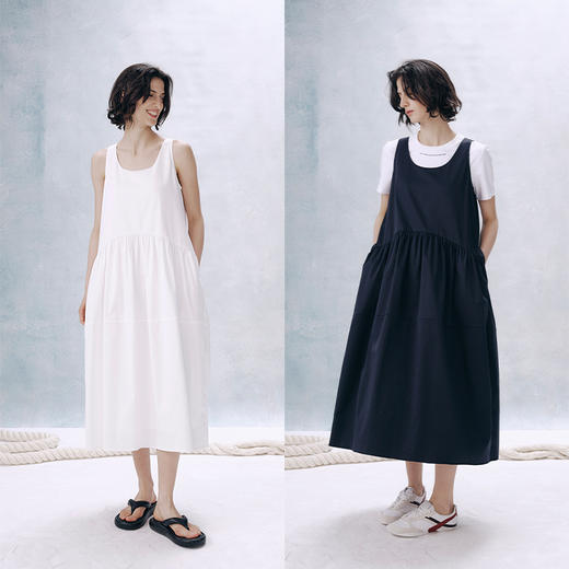 UMILAB【暮雨】100%棉清爽透气懒人穿搭背心无袖长款连衣裙D778W 商品图0
