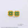 【限时克减150元】足金999 #低温珐琅 【精品】5G黄金实心春绿玑镂珐琅繁花花窗如意纹幸运草耳饰耳钉（配胶塞）(AU5GES00004)（预售产品下单后不退款不退货不换货不补差价 商品缩略图4
