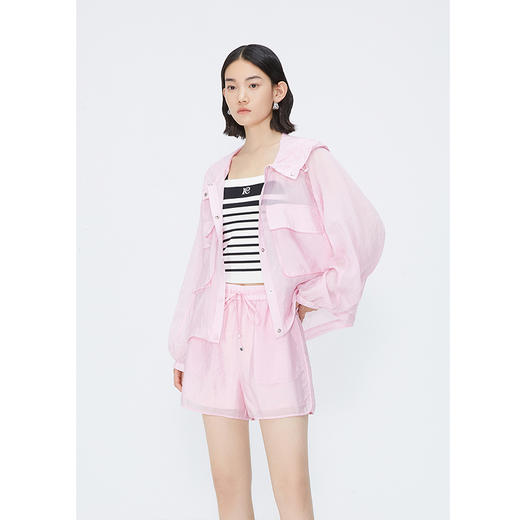 NEELLY纳俪商场同款夏新款时尚套装粉色连帽衬衫外套女多巴胺上衣N25044Z04588 商品图2