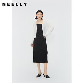 NEELLY纳俪商场同款夏新款微透薄款长袖罩衫女V领百搭气质短衬衫N25044A04591