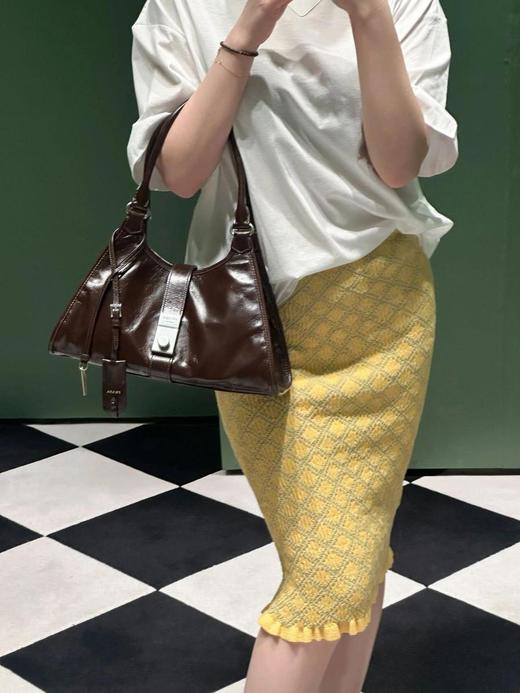 普拉达25Ss春夏新款菱格褶皱钩针修身长半裙（UY*DQL） 商品图8