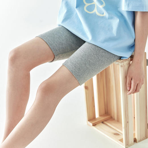 【代发】针织打底短裤 棵初弹力短裤打底裤女童柔软舒爽防走光安全裤白色/粉色/花灰 商品图2