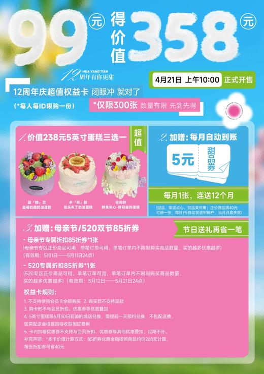 12年周年庆超值权益卡 （不支持用储值购卡、优惠券，购卡后不支持退款） 商品图1